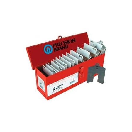 Precision Brand Products Size D 5" x 5" Stainless Steel Slotted Shim, 130 Piece Mini Assortment - Made In USA 42970